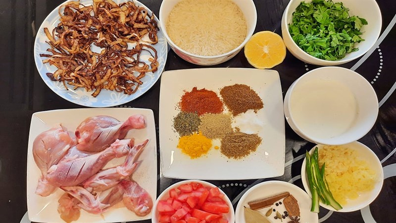 Nguyên liệu món ăn cơm gà biryani