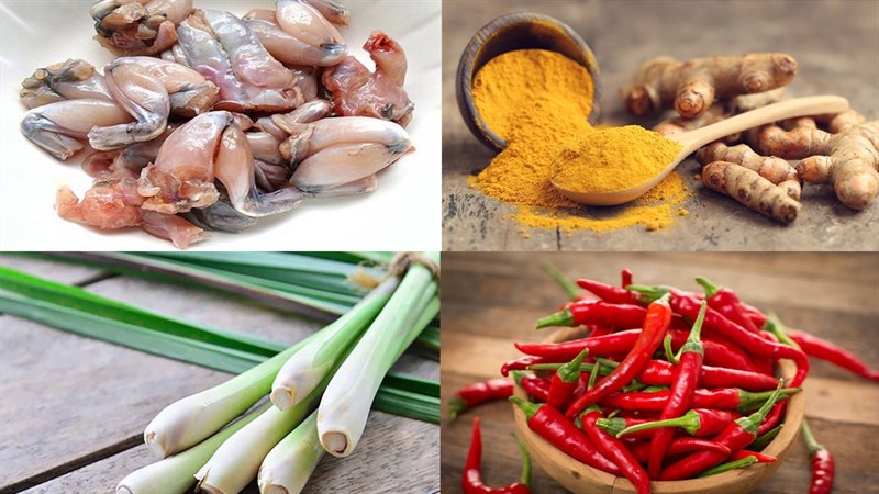 Nguyên liệu món ăn ếch xào sả nghệ