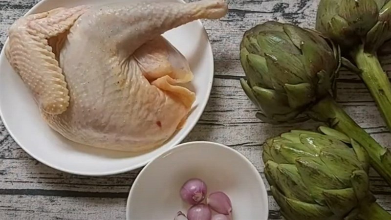 Nguyên liệu món ăn gà hầm hoa atiso