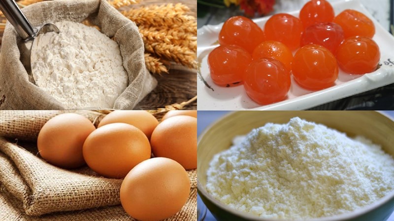 Nguyên liệu món ăn bánh quy trứng muối và bánh quy trứng muối kem trứng