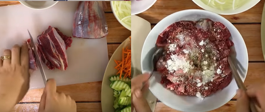 Bước 1 Sơ chế các nguyên liệu Gỏi bắp bò