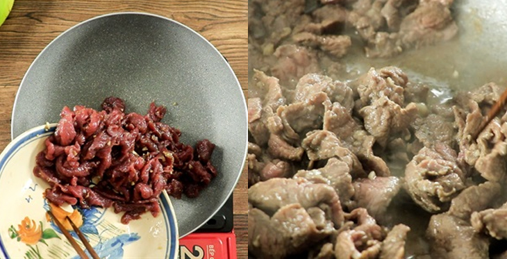 Bước 2 Xào thịt bò Gỏi bò bóp thấu