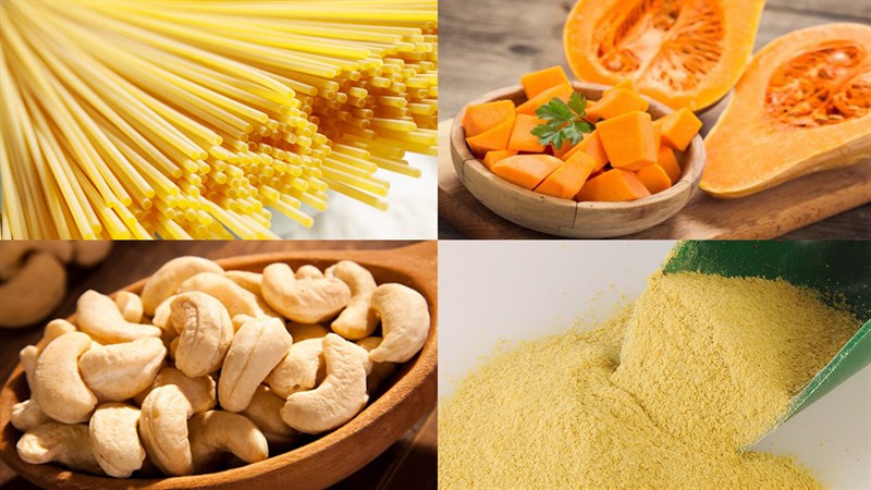Nguyên liệu món ăn mì ý sốt kem chay, kem nấm, kem bí đỏ và kem bơ