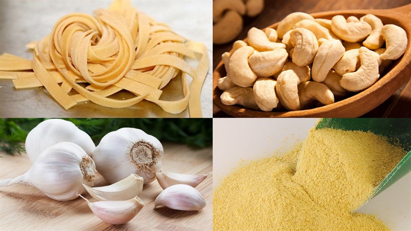 Nguyên liệu món ăn mì ý sốt kem chay, kem nấm, kem bí đỏ và kem bơ