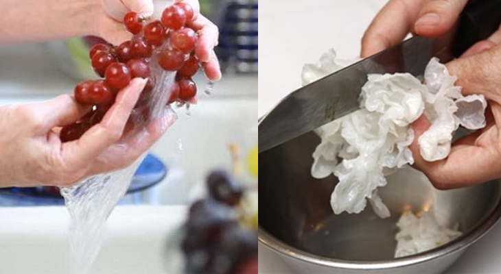 Bước 1 Sơ chế nguyên liệu Nước ép nho nấm tuyết