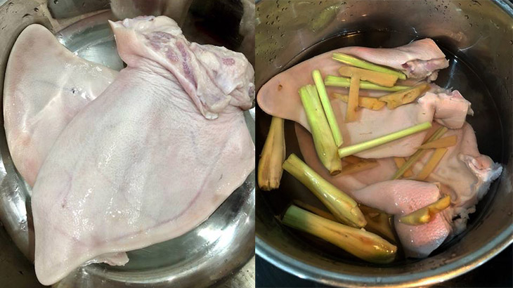 Bước 1 Luộc tai heo Tai heo ngâm cải chua ngọt