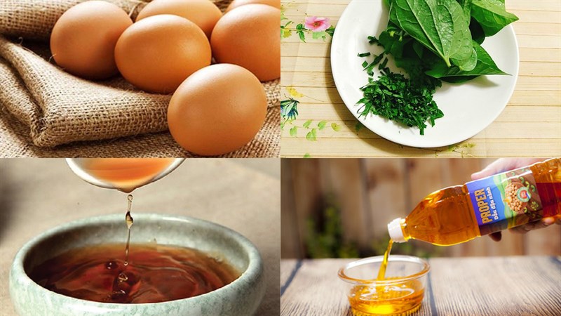 Nguyên liệu món ăn 3 cách làm trứng chiên lá lốt, lá mơ, ngải cứu
