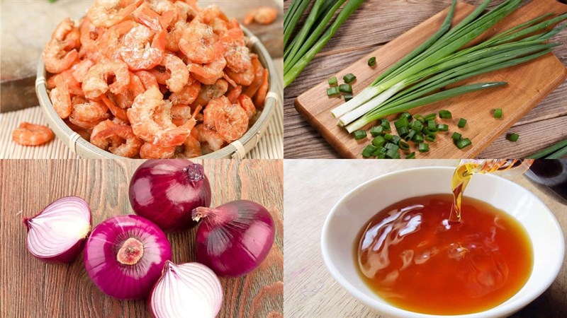 Nguyên liệu món ăn tôm khô kho quẹt