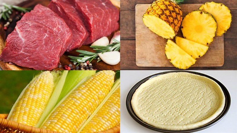 Nguyên liệu món ăn pizza bò dứa