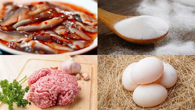 Nguyên liệu món ăn mắm chưng thịt trứng