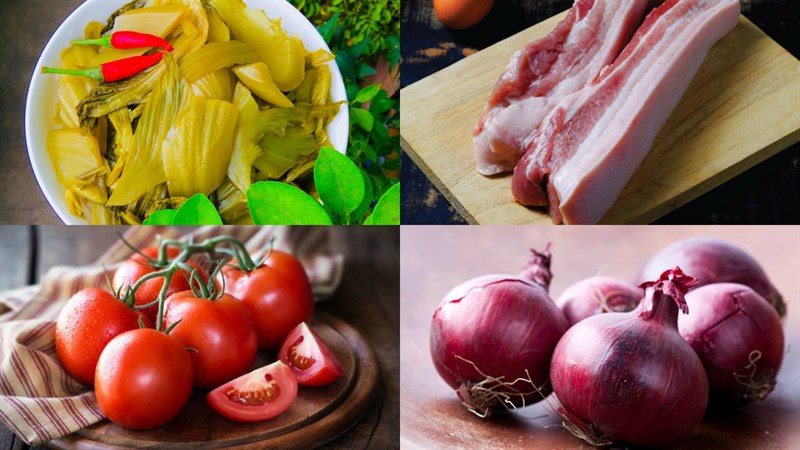 Nguyên liệu món ăn canh cải chua (dưa chua) thịt heo
