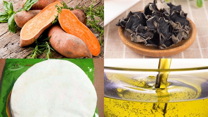 Nguyên liệu món ăn chả giò khoai lang chay
