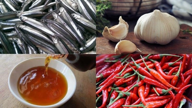 Nguyên liệu món ăn cá cơm chiên nước mắm