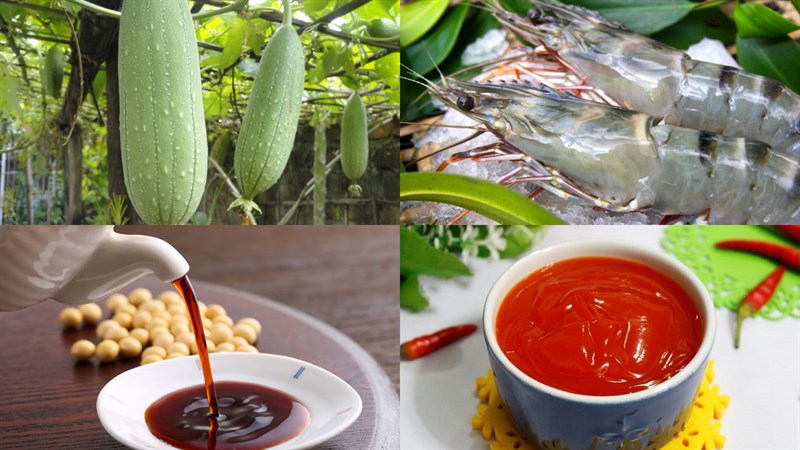 Nguyên liệu món ăn tôm hấp mướp, tôm hấp dứa