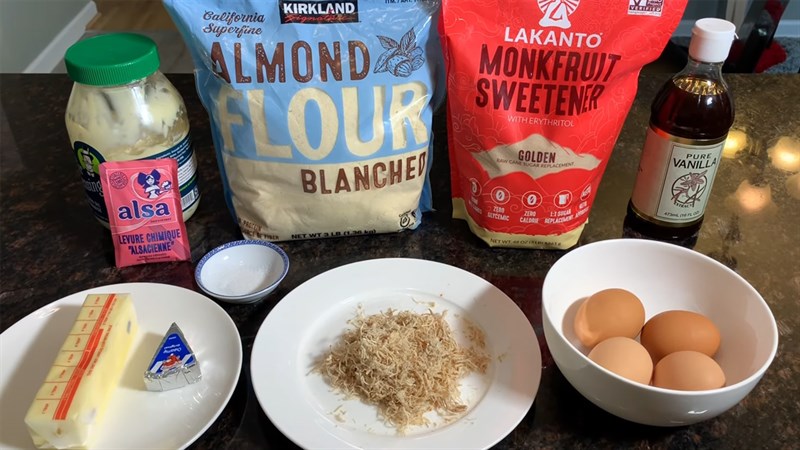 Nguyên liệu món ăn bánh bông lan trứng muối keto