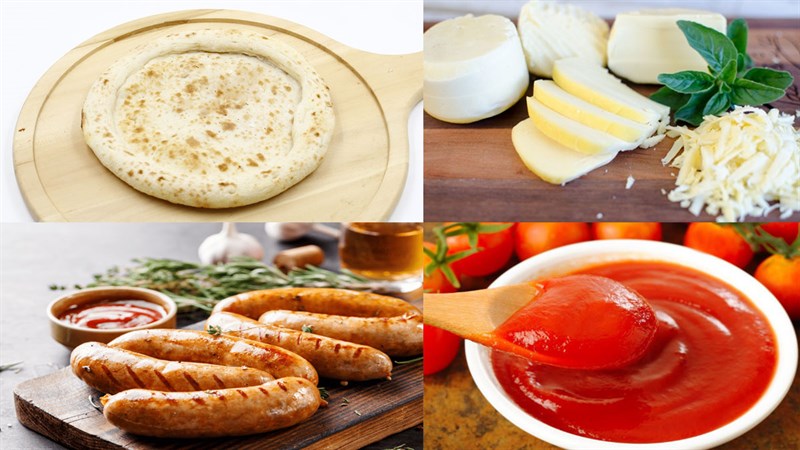 Nguyên liệu món ăn pizza xúc xích viền phô mai