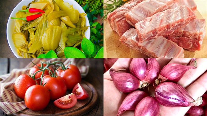 Nguyên liệu món ăn canh cải chua (dưa chua) thịt heo