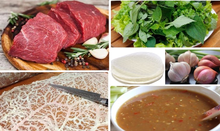 Nguyên liệu món ăn bò nướng mỡ chài