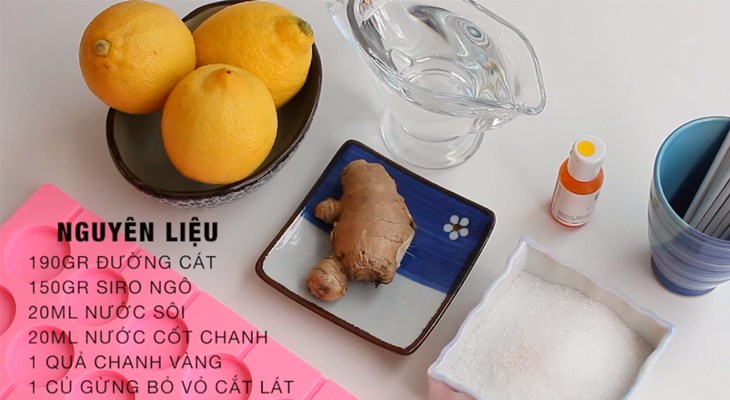 Nguyên liệu món ăn 2 cách kẹo mút vũ trụ, kẹo mút chanh gừng