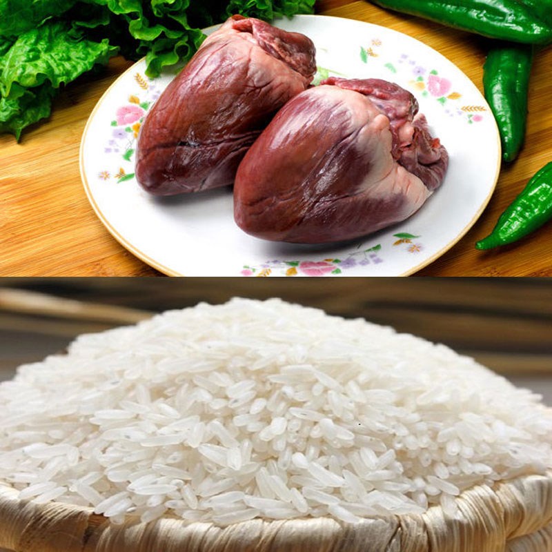 Nguyên liệu món ăn cháo tim heo và cháo tim cật heo