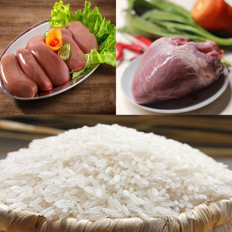 Nguyên liệu món ăn cháo tim heo và cháo tim cật heo