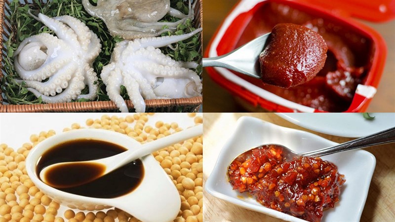 Nguyên liệu món ăn bạch tuộc nướng muối ớt và nướng sốt cay