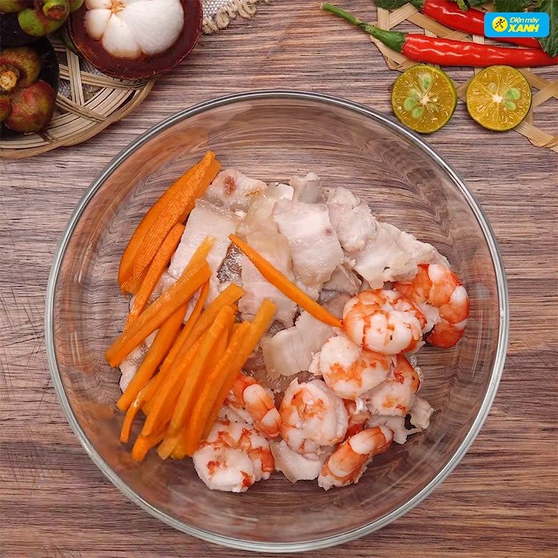 Bước 3 Trộn gỏi Gỏi măng cụt tôm thịt