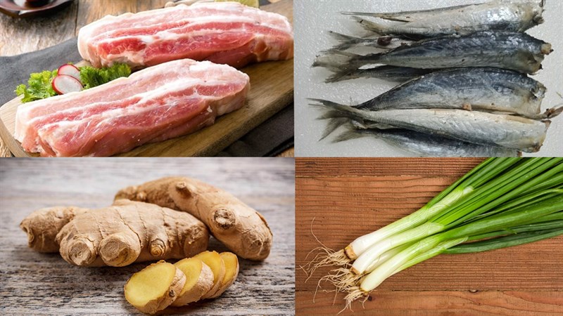 Nguyên liệu món ăn cá mặn chưng thịt