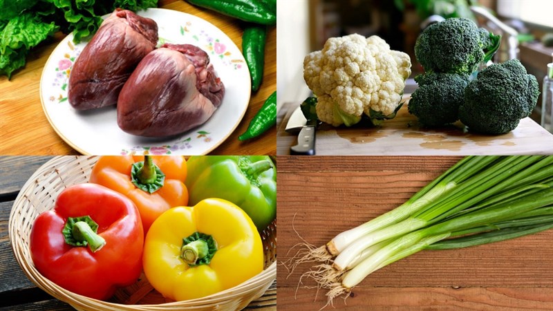 Nguyên liệu món ăn tim bò xào dứa, tim bò xào bông cả