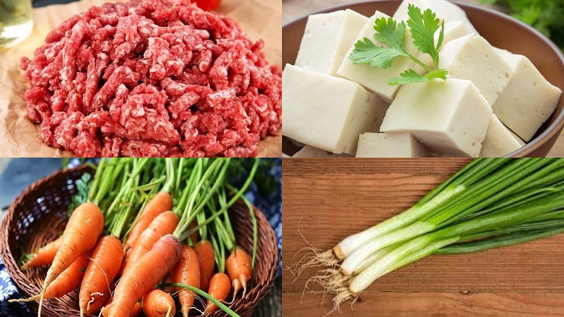 Nguyên liệu món ăn đậu hũ non sốt bò bằm