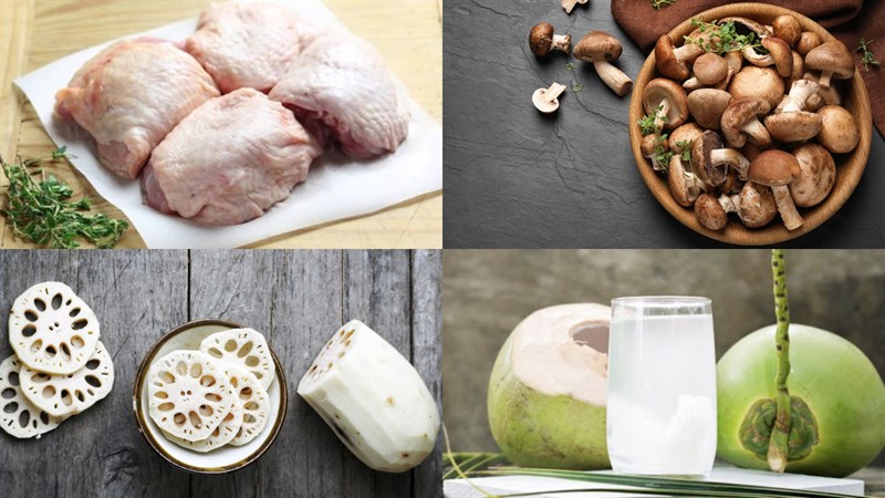 Nguyên liệu món ăn gà kho rau củ