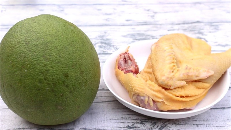 Nguyên liệu món ăn gà hấp bưởi