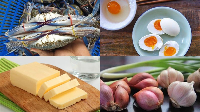 Nguyên liệu món ăn 2 cách làm ghẹ cháy tỏi và rang trứng nuối