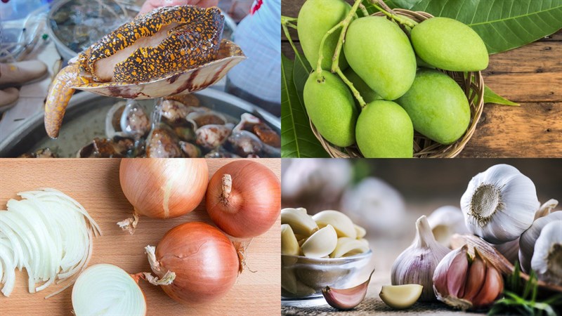 Nguyên liệu món ăn gỏi xoài ốc giác