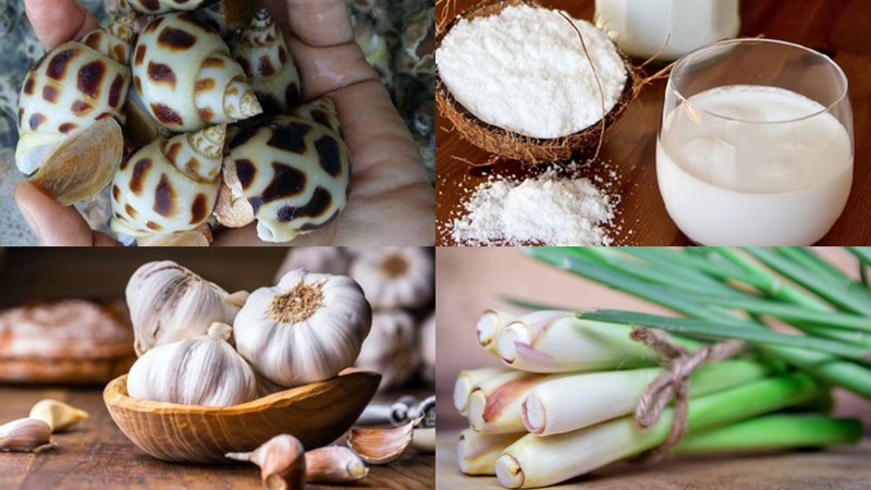 Nguyên liệu món ăn ốc hương xào dừa