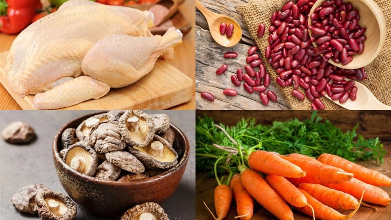 Nguyên liệu món ăn gà hầm đậu đỏ