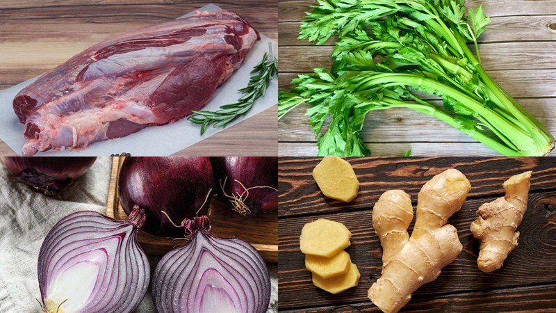 Nguyên liệu món ăn gỏi bắp bò cần tây