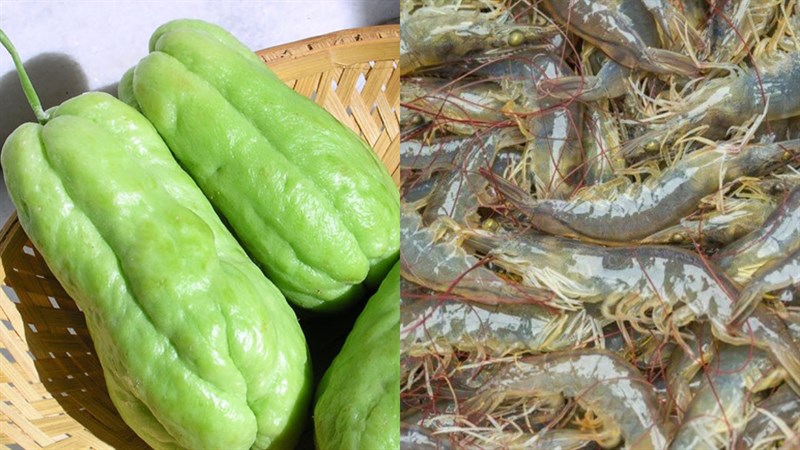 Nguyên liệu món ăn su su xào tôm
