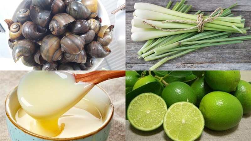 Nguyên liệu món ăn ốc lác hấp sả chấm nước mắm cay và nước mắm sữa