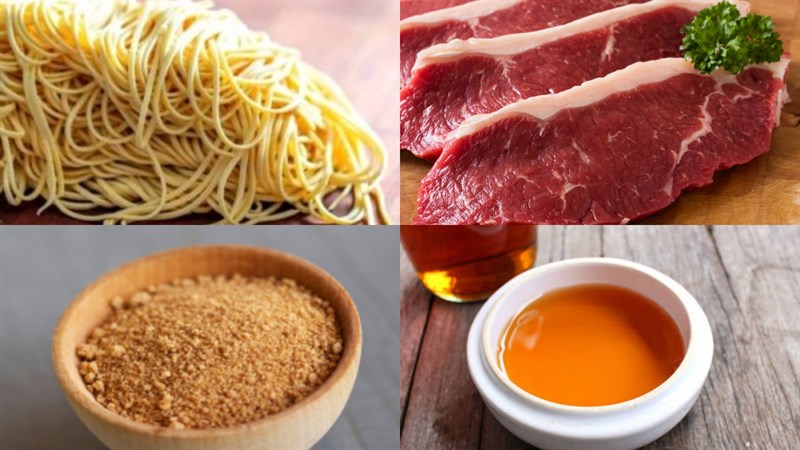 Nguyên liệu món ăn 4 cách làm mì trộn bò cay