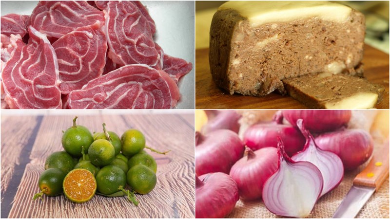 Nguyên liệu món ăn bắp bò sốt pate chấm muối ớt tắc
