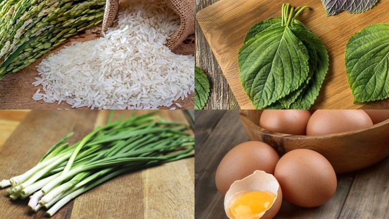 Nguyên liệu món ăn cháo hành tía tô