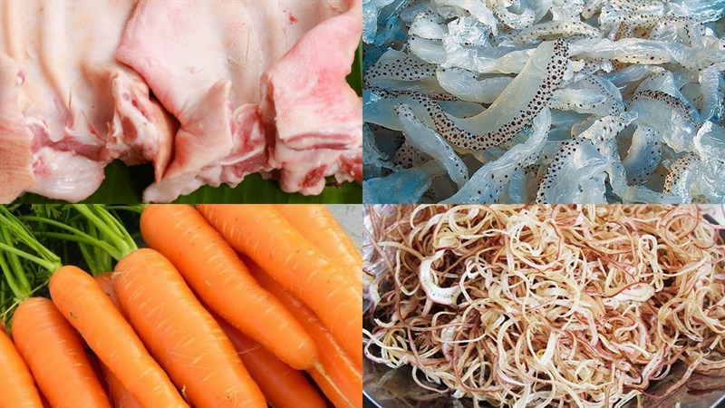 Nguyên liệu món ăn nộm sứa tai lợn