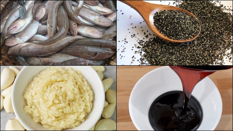 Nguyên liệu món ăn cá mối kho tiêu và cá mối kho nghệ