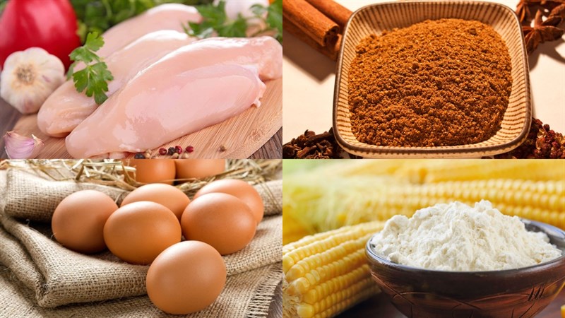 Nguyên liệu món ăn 3 cách làm gà chiên ngũ vị hương