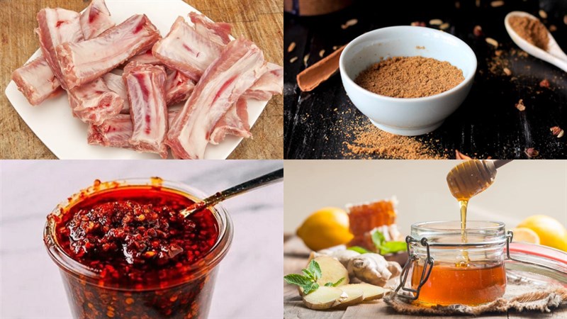 Nguyên liệu món ăn sườn nướng ngũ vị bằng lò nướng