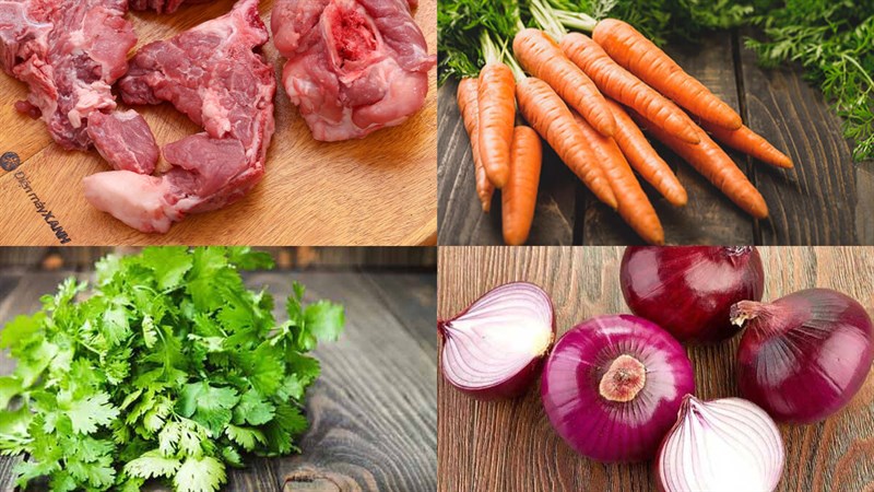 Nguyên liệu món ăn canh cà rốt hầm xương