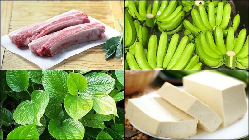 Nguyên liệu món ăn thịt om chuối đậu