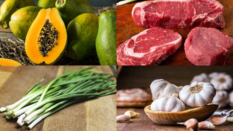 Nguyên liệu món ăn đu đủ xào thịt bò