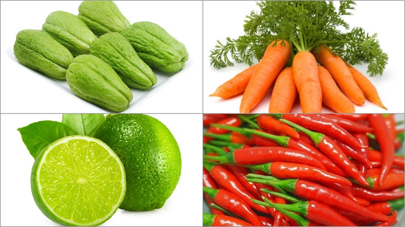 Nguyên liệu món ăn nộm (gỏi) su su cà rốt